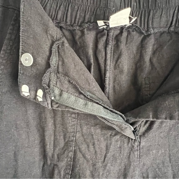 Rachel Zoe Pull On Cropped Pants Linen Blend Sz 12 Black Utility Boho casual - Picture 8 of 11